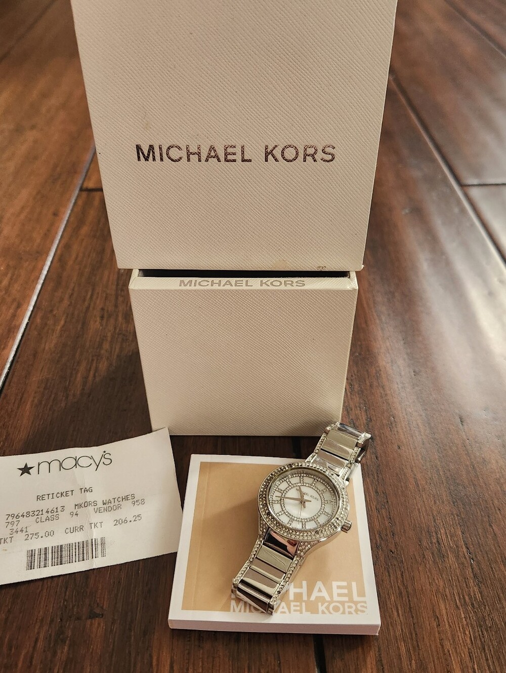Michael Kors Silver Tone Crystal-Set Women's Bracelet Watch- NEEDS BATTERY